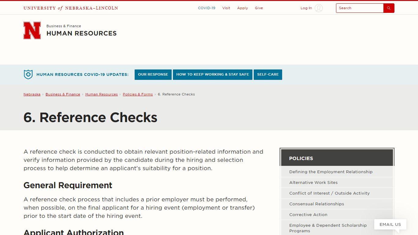 6. Reference Checks | Human Resources | Nebraska